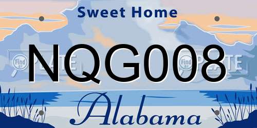 NQG008 Alabama License Plate