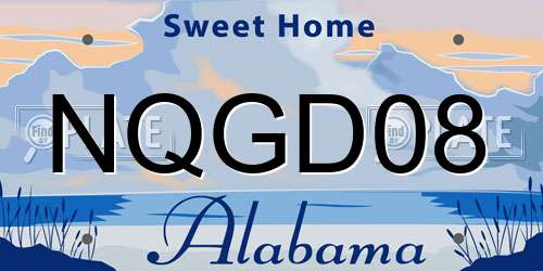 NQGD08 Alabama License Plate