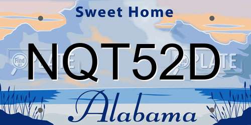 NQT52D Alabama License Plate
