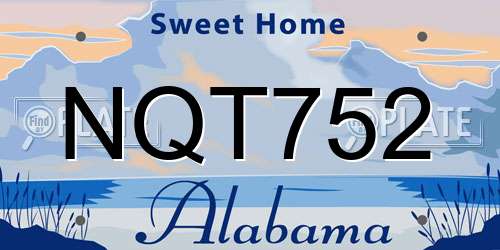 NQT752 Alabama License Plate