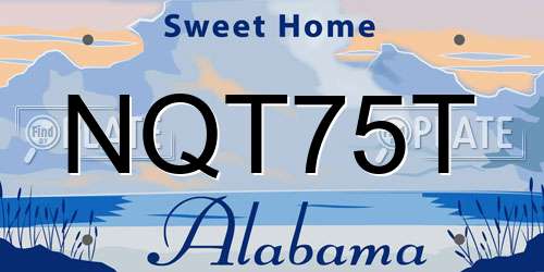 NQT75T Alabama License Plate