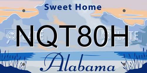 NQT80H Alabama License Plate