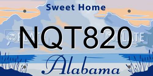 NQT820 Alabama License Plate