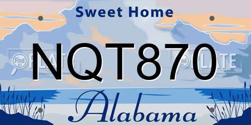 NQT870 Alabama License Plate