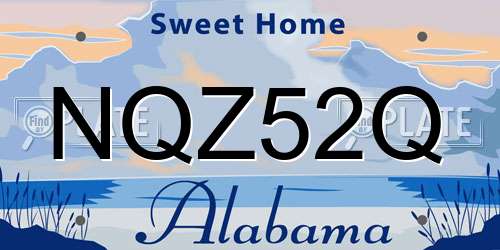 NQZ52Q Alabama License Plate