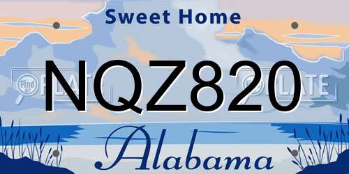 NQZ820 Alabama License Plate
