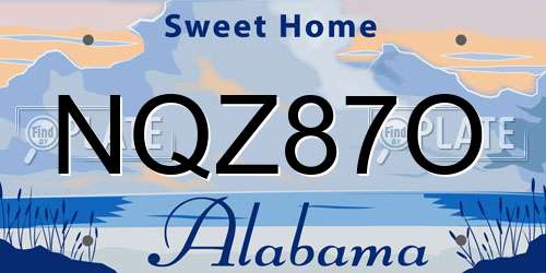 NQZ87O Alabama License Plate