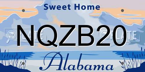 NQZB20 Alabama License Plate