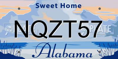 NQZT57 Alabama License Plate
