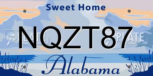 NQZT87 Alabama License Plate