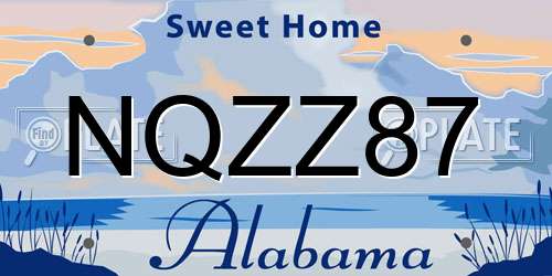 NQZZ87 Alabama License Plate
