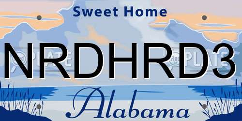 NRDHRD3 Alabama License Plate