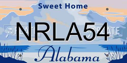 NRLA54 Alabama License Plate