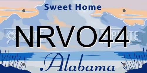 NRVO44 Alabama License Plate