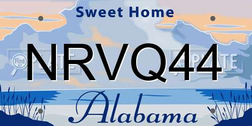 NRVQ44 Alabama License Plate