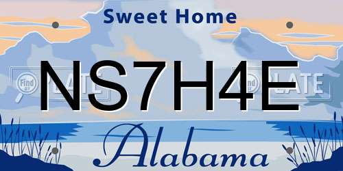 NS7H4E Alabama License Plate