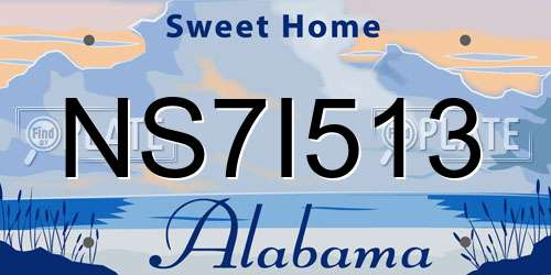 NS7I513 Alabama License Plate