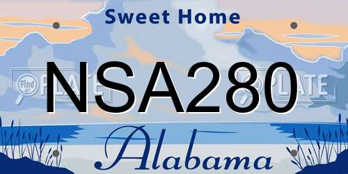 NSA280 Alabama License Plate