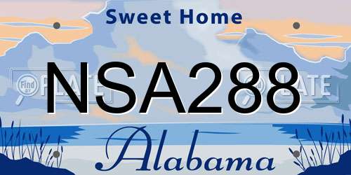 NSA288 Alabama License Plate