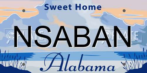 NSABAN Alabama License Plate