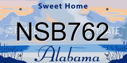 NSB762 Alabama License Plate