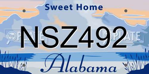 NSZ492 Alabama License Plate