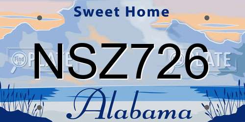 NSZ726 Alabama License Plate