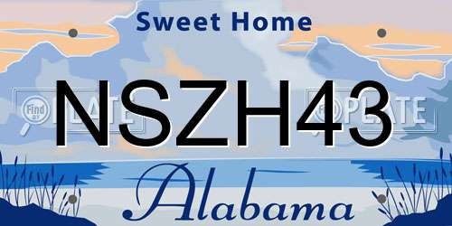 NSZH43 Alabama License Plate
