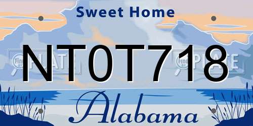 NT0T718 Alabama License Plate