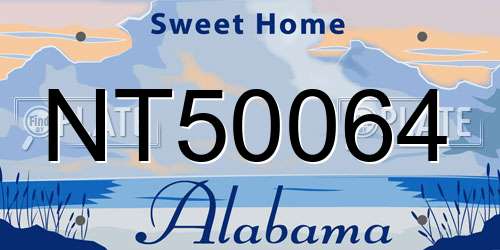 NT50064 Alabama License Plate