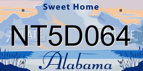 NT5D064 Alabama License Plate