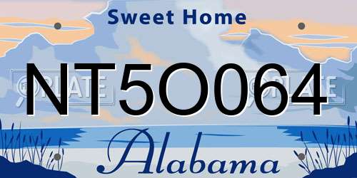 NT5O064 Alabama License Plate