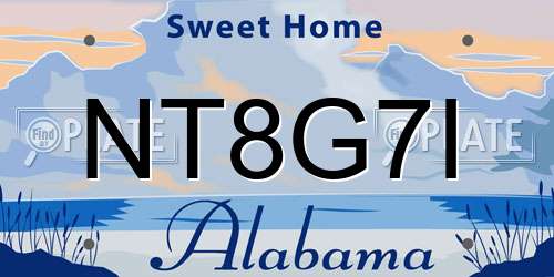 NT8G7I Alabama License Plate