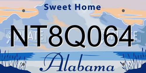 NT8Q064 Alabama License Plate