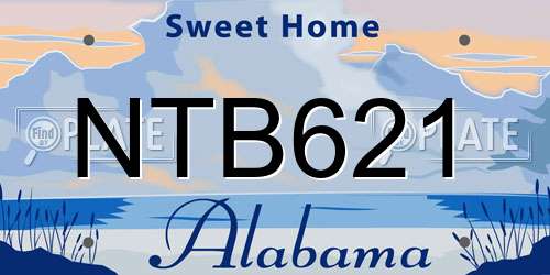 NTB621 Alabama License Plate