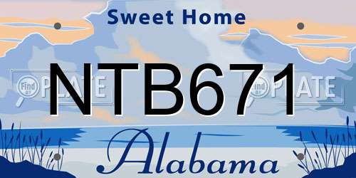 NTB671 Alabama License Plate