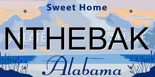 NTHEBAK Alabama License Plate