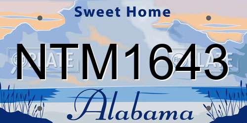 NTM1643 Alabama License Plate