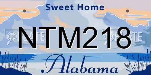 NTM218 Alabama License Plate