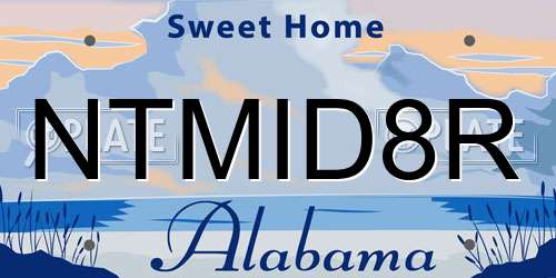 NTMID8R Alabama License Plate