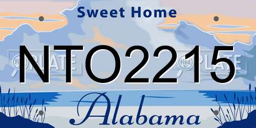 NTO2215 Alabama License Plate