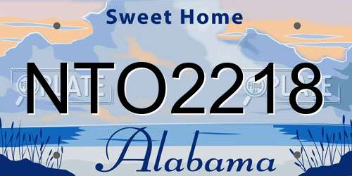 NTO2218 Alabama License Plate