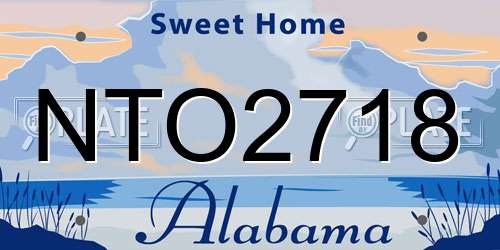 NTO2718 Alabama License Plate