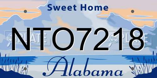 NTO7218 Alabama License Plate