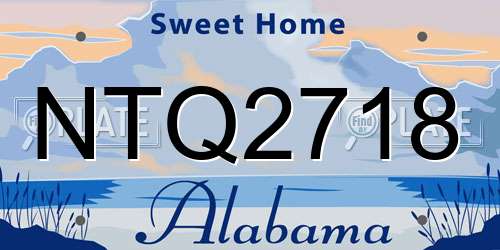 NTQ2718 Alabama License Plate