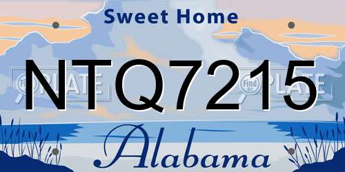 NTQ7215 Alabama License Plate