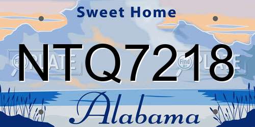 NTQ7218 Alabama License Plate