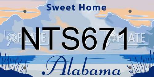 NTS671 Alabama License Plate