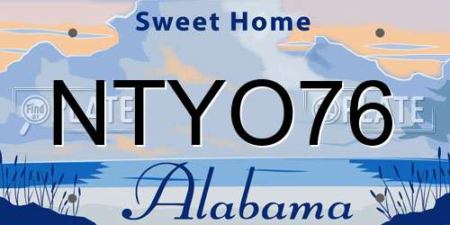 NTYO76 Alabama License Plate