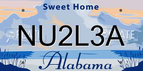 NU2L3A Alabama License Plate